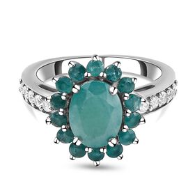 Grandidierit und weißer Zirkon-Ring, 925 Silber platiniert  ca. 2,97 ct