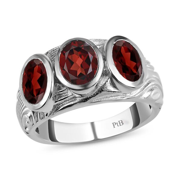 Roter Granat Ring, Messing platiniert (Gr&ouml;&szlig;e 16.00) ca. 2,63 ct image number 4