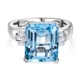 Himmelblauer Topas und Zirkon Ring - 7,97 ct.