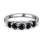 Elite Shungit, weißer Zirkon Ring, 925 Silber platiniert (Größe 21.00) ca. 0.88 ct