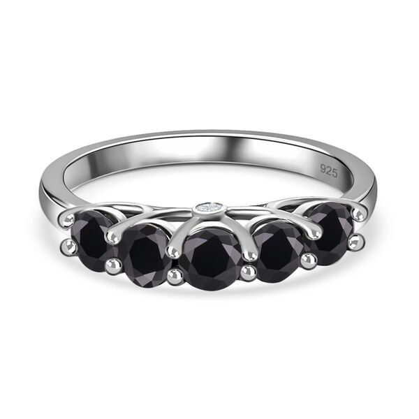 Elite Shungit, weißer Zirkon Ring, 925 Silber platiniert, ca. 0.88 ct image number 0