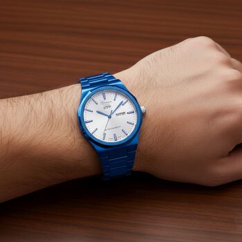 GENOA - Japanisches Uhrwerk, We&szlig;es Sonnenschliff-Zifferblatt mit Balkenindexen, Edelstahl mit Faltschlie&szlig;e, Reiner Edelstahl, 20 cm