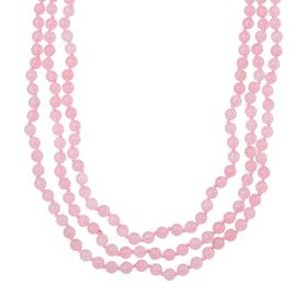 Dreilagige Rosenquarz-Halskette, 150cm - 375 ct.