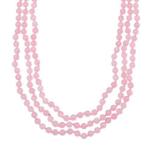 Dreilagige Rosenquarz-Halskette, 150cm - 375 ct. image number 0