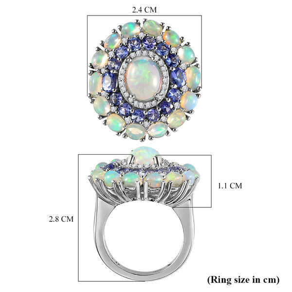Nat&uuml;rlicher, &auml;thiopischer Opal und AA Tansanit-Ring, 925 Silber platiniert  ca. 4,83 ct image number 7