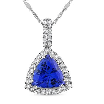 RHAPSODY zertifizierter und gepr&uuml;fter AAAA Tansanit und VS-EF Diamant Anh&auml;nger mit 45cm Kette in 950 Platin - 4,05 ct.