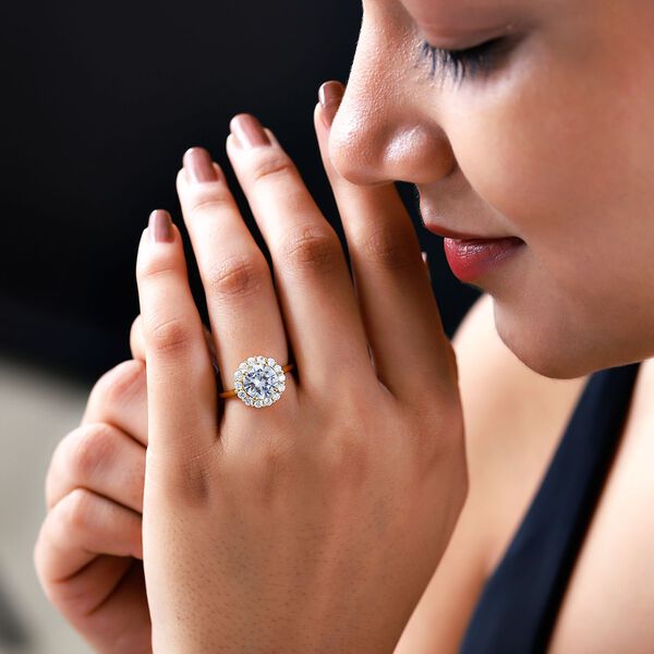 LUSTRO STELLA - wei&szlig;er Zirkonia-Ring, 925 Silber vergoldet (Gr&ouml;&szlig;e 16.00) ca. 4,36 ct image number 3