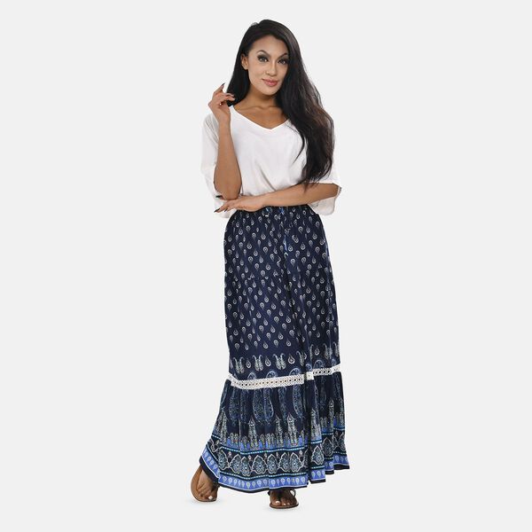 Langer Rock aus 100% Viskose, Dunkelblau, Einheitsgr&ouml;&szlig;e image number 8