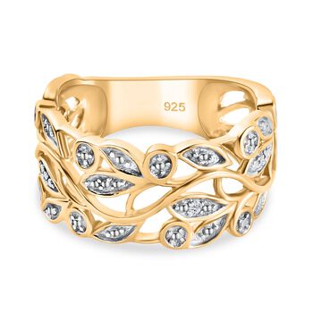 Wei&szlig;er Diamant-Ring, 925 Silber vergoldet, (Gr&ouml;&szlig;e 17.00)