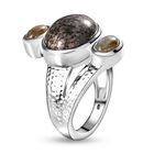 Handgearbeiteter, natürlicher Yooperlith und Labradorit-Ring, 925 Silber, ca. 6,23 ct image number 4