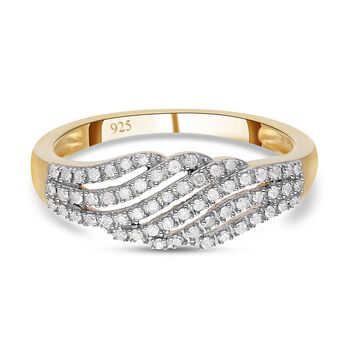 Wei&szlig;er Diamant Ring, 925 Silber Gelbgold Vermeil (Gr&ouml;&szlig;e 21.00) ca. 0.33 ct