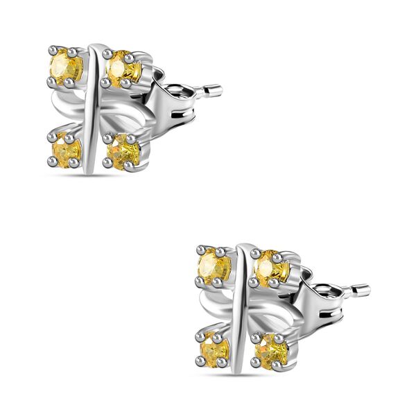 Gelber Zirkonia Ohrringe 925 Silber image number 3