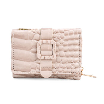 Stilvolle Geldb&ouml;rse mit Krokodilpr&auml;gung und RFID-Schutz, 11x8 cm, Beige