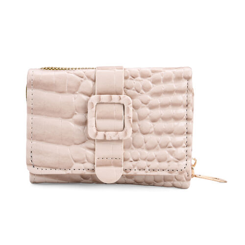 Life style Color:Brown embossed Crocdile /Profile:Wallet With RFID wall(exterior):PU   Lining(interior): polyester; Pockets(exterior):Zipped-1;Button-1,Pockets(interior)