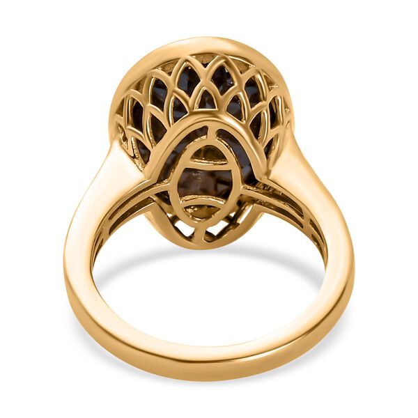 Chocolate Saphir Ring, 925 Silber Gelbgold Vermeil, ca. 11.36 ct image number 6