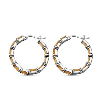 Citrin-Creolen, 925 Silber platiniert ca. 12,32 ct