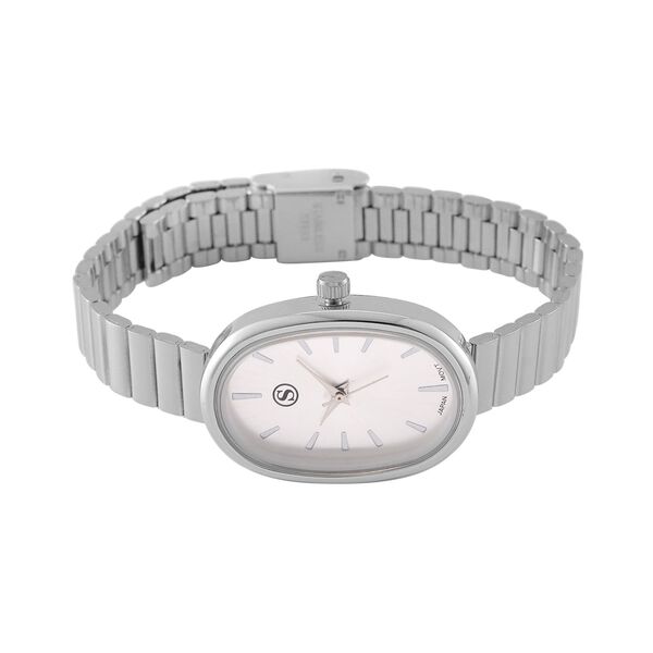 STRADA - Elegante Armbanduhr mit Japanischem PC21S Werk, Stahlsonnenschliff-Zifferblatt und Edelstahlarmband, Reiner Edelstahl, 19 cm image number 3