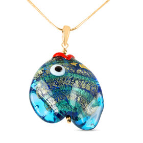 IL MURANO DI FRANCESCA - Blaues Fisch Anh&auml;nger 925 Silber 750 Gelb Vergoldet