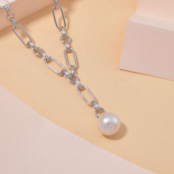 Wei&szlig;e Edison Perle Halskette, 45+5 cm