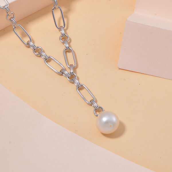 Wei&szlig;e Edison Perle Halskette, 45+5 cm image number 2