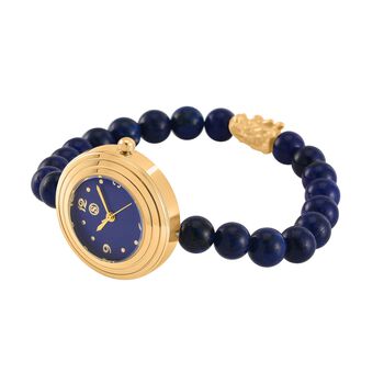 Blauer Howlit Uhren Reiner Edelstahl Bicolor flexibel ca. 50,00 ct.