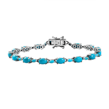 Amerikanisches, nat&uuml;rliches Sleeping Beauty T&uuml;rkis-Armband, ca. 19 cm, 925 Silber platiniert ca. 9.92 ct