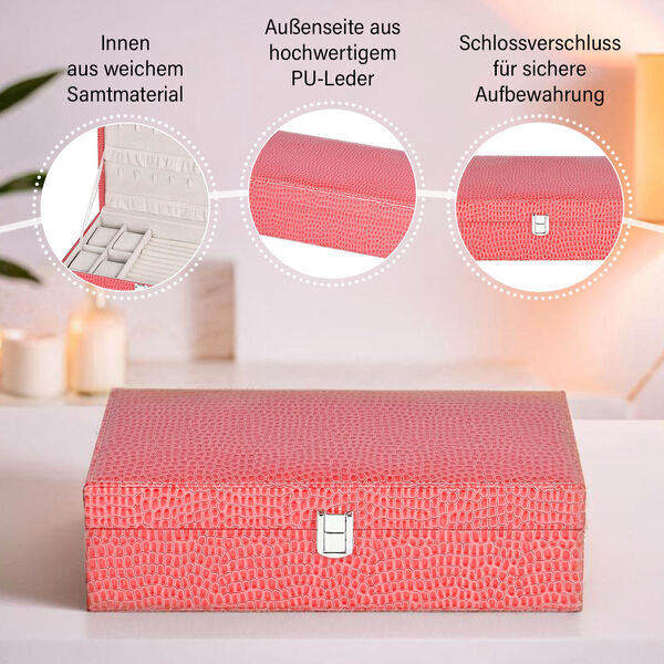 Premium Schmuckbox mit Silberpoliertuch, 32x20x8,7 cm, Rosa image number 3