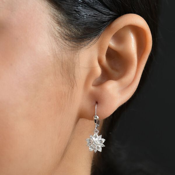 D joy AAA Premium Malagasy Regenbogen Mondstein Celestial Bloom Ohrringe, 925 Silber rhodiniert ca. 1,75 ct. image number 3