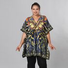 V-Ausschnitt bedruckter Kaftan, Einheitsgröße Blaugrün