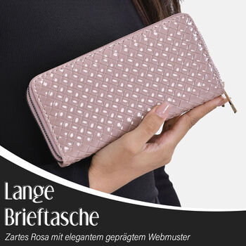 Elegante RFID-gesch&uuml;tzte Brieftasche in Rosa mit Pr&auml;gemuster