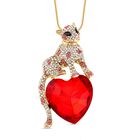 Roter Kristall Anhänger mit Kette, goldfarben