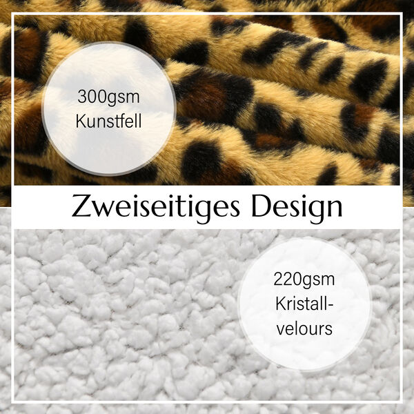 Kunstfell Decke mit Leopardenmuster, Kamel image number 8