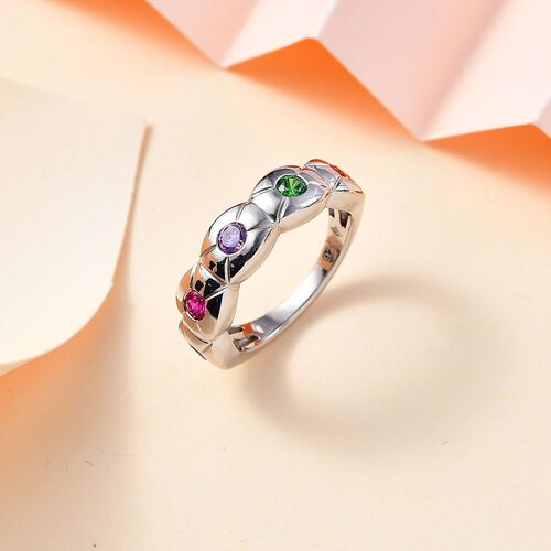 LUSTRO STELLA - Mehrfarbiger Zirkonia Ring, 925 Silber rhodiniert (Größe 19.00) image number 1