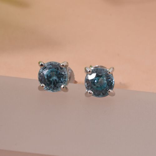 Blauer Zirkon Ohrringe 925 Silber rhodiniert ca. 1.64 ct image number 1
