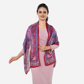 LA MAREY Seidenschal 100% Seide 48 x 160 cm Burgunderrot