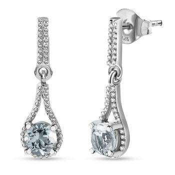 Wei&szlig;e Topas Ohrringe, 925 Silber platiniert, ca. 1.13 ct