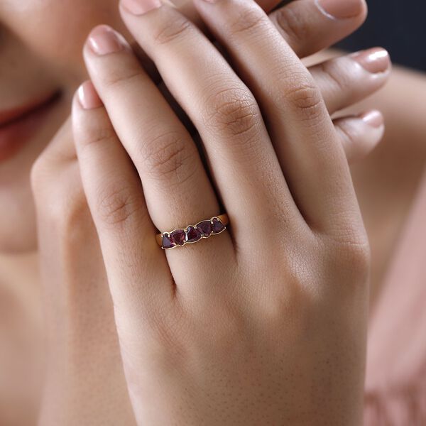 AAA Orissa Rose Granat Ring, 925 Silber Gelbgold Vermeil, (Größe 21.00) ca. 1.54 ct image number 3