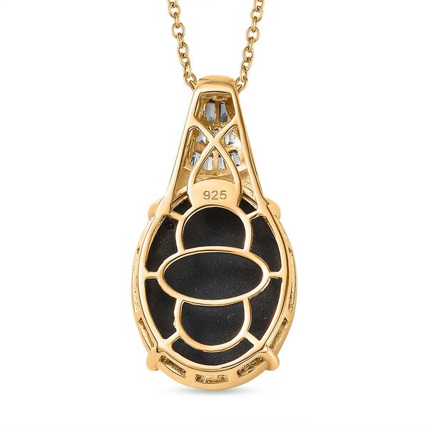 AAA Boulder Opal, Wei&szlig;er Zirkon Anh&auml;nger mit Kette, 925 Silber Gelbgold Vermeil ca. 8.12 ct image number 5