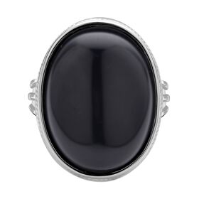 Schwarzer Glasachat Ring, ca. 25,00 ct