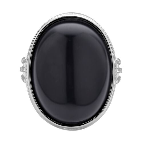 Schwarzer Glasachat Ring, ca. 25,00 ct image number 0