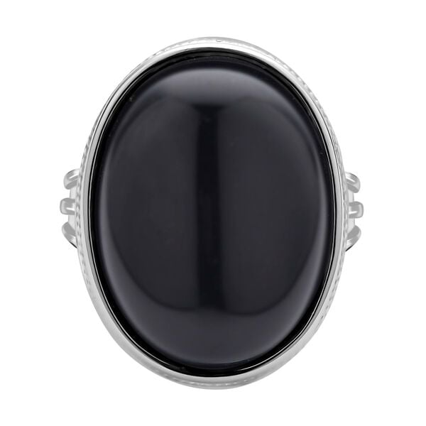 Schwarzer Glasachat Ring, ca. 25,00 ct image number 0