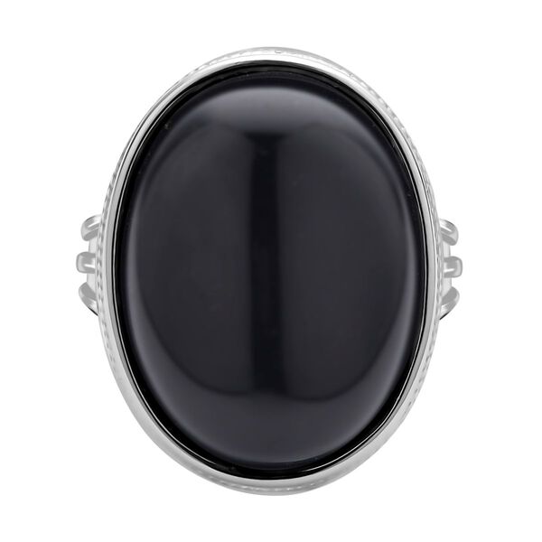 Schwarzer Glasachat Ring, ca. 25,00 ct image number 0