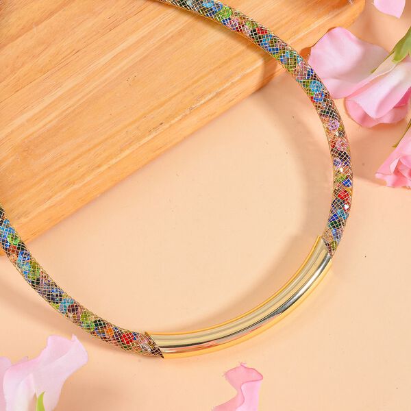 Mehrfarbiger Kristall Halskette ca. 48 cm Messing image number 2