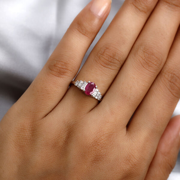 Fissure gef&uuml;llt Rubin und Diamant Ring 925 Silber platiniert  ca. 1,41 ct image number 3