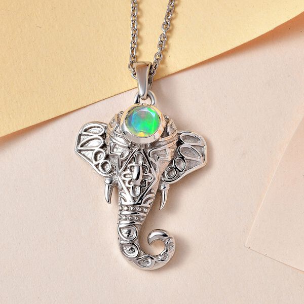 AA Nat&uuml;rlicher, &auml;thiopischer Welo Opal Anh&auml;nger mit Kette, 925 Silber platiniert, ca. 0.30 ct image number 3