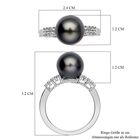 Tahiti Perlen und Zirkon-Ring, 925 Silber rhodiniert, 8,52 ct. image number 6