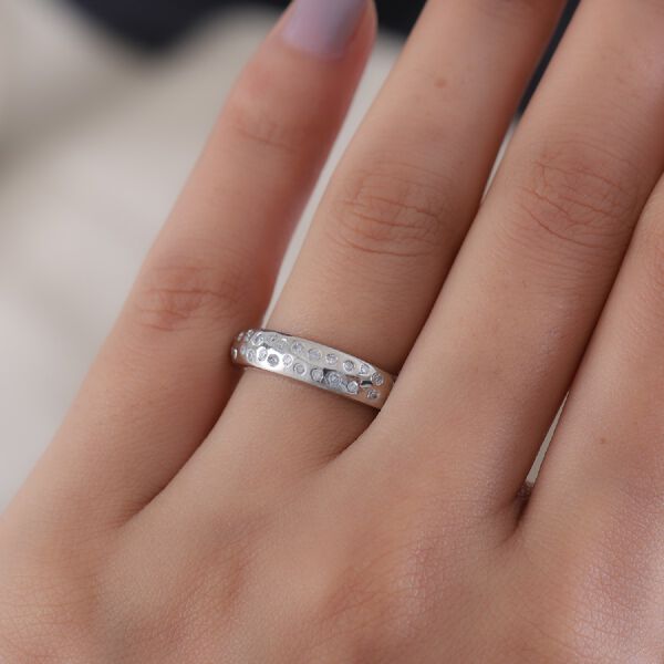 Diamant Band Ring 925 Silber Platin-Überzug image number 3