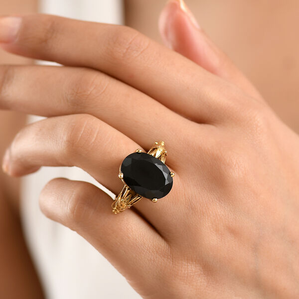 EverTrue AA schwarzer Glasachat und schwarzer Spinell Ring - 9,68 ct. image number 2