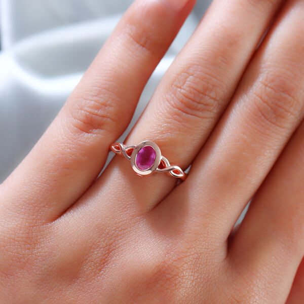 Premium Ilakaka Rosa Saphir Solitär-Ring, 925 Silber rosévergoldet, 1,09 ct. image number 3