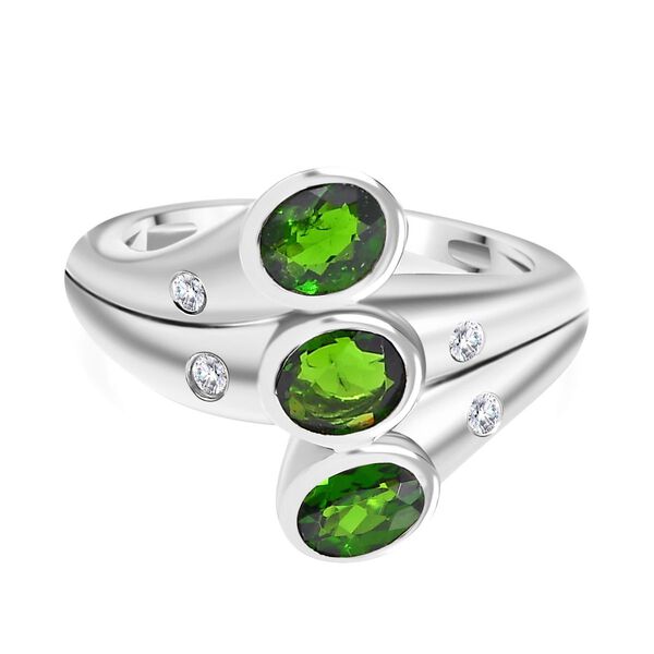 AA nat&uuml;rlicher Chromdiopsid und Zirkon-Ring - 1,28 ct.